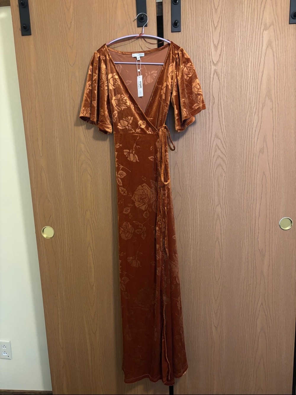 Baltic Born Danielle Embossed Velvet Maxi Dress Rust